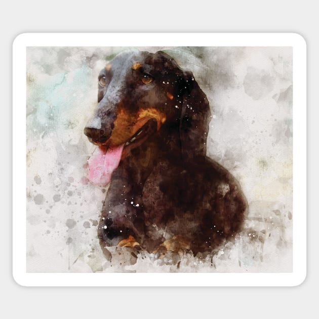 Dachshund dog watercolour digital portrait Sticker by gezwaters